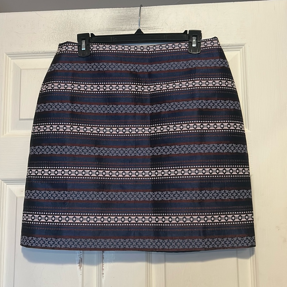 Loft Geometric Brocade Mini Skirt Size 8 Multicolor